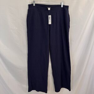 Chico’s Weekends French Terry Wide Leg Pants Womens 2 L 12 x29 Blue Pockets NEW